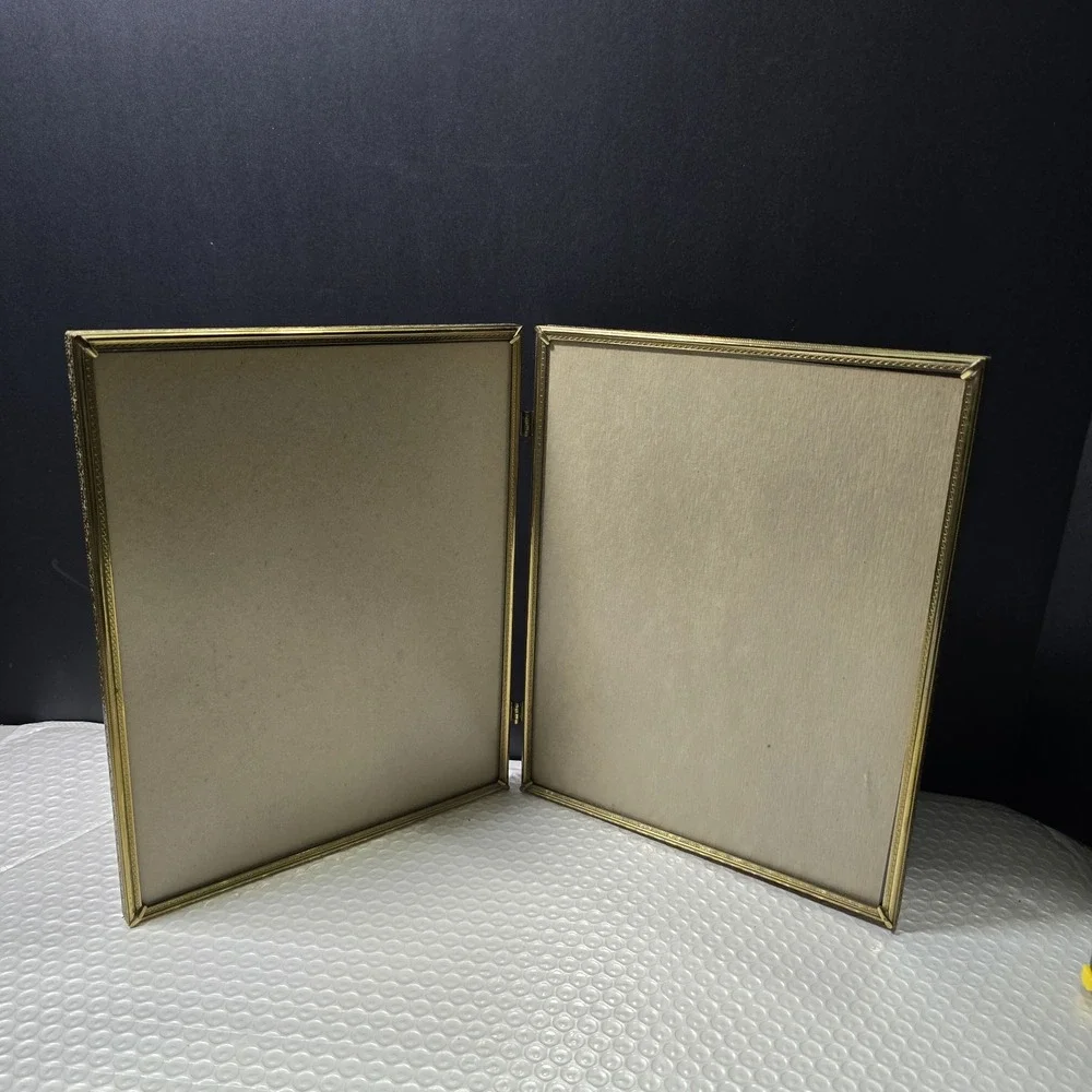 Scharling Silversmith Double Hinged 8x10 Picture Frames Gold Toned MCM